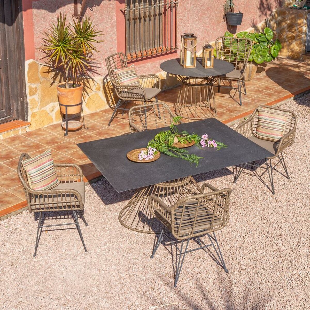 Matsalsbord Ariki 150 x 120 x 71,5 cm syntetisk rattan Stål - 4