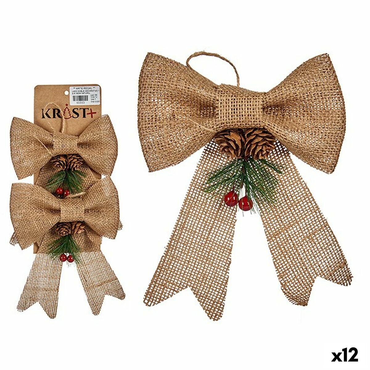 Juldekorationer Krist+ Brun Röd Grön 14 x 3 x 19 cm Lasso (12 antal)