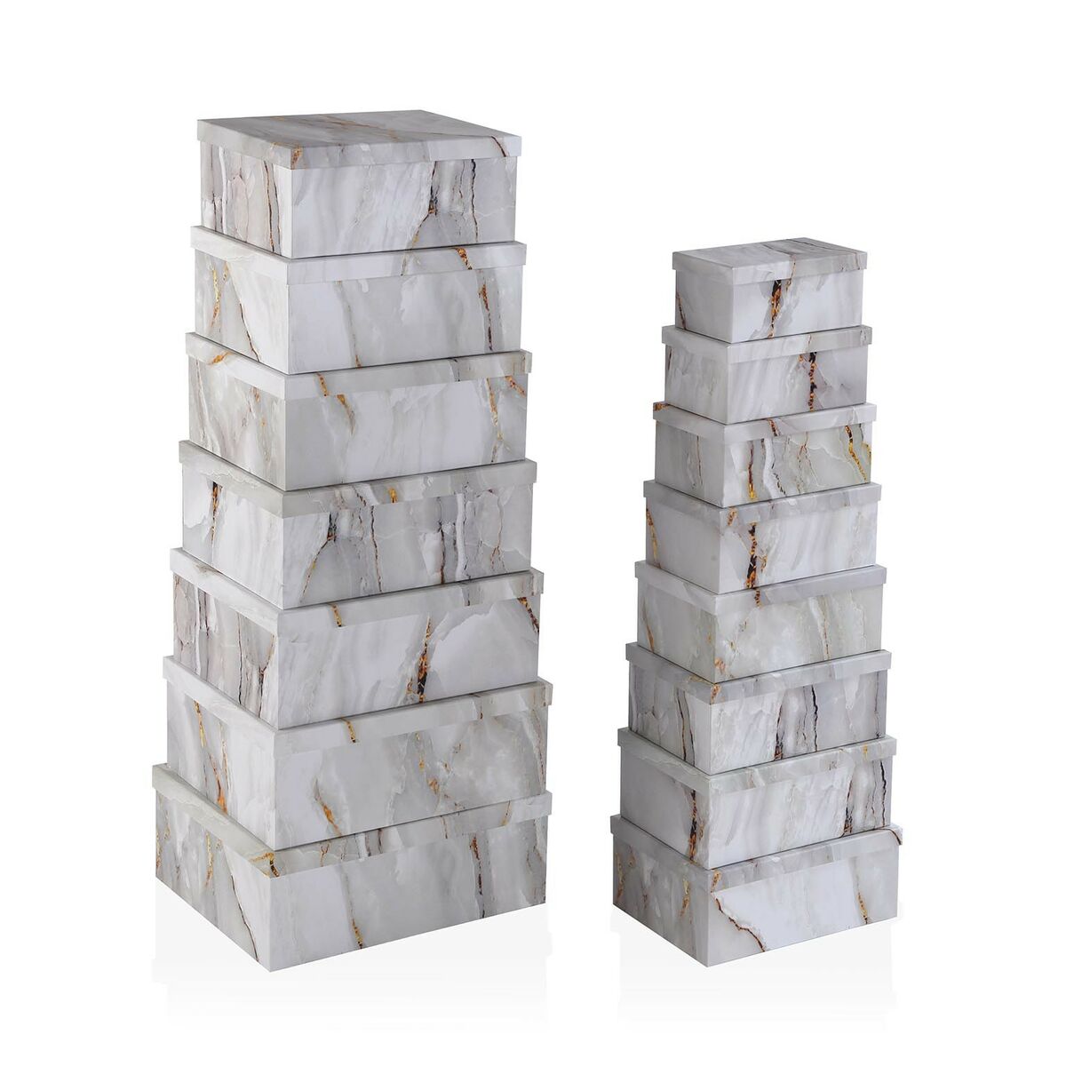 Set med stapelbara förvaringslådor Versa Marmor (Renoverade B)