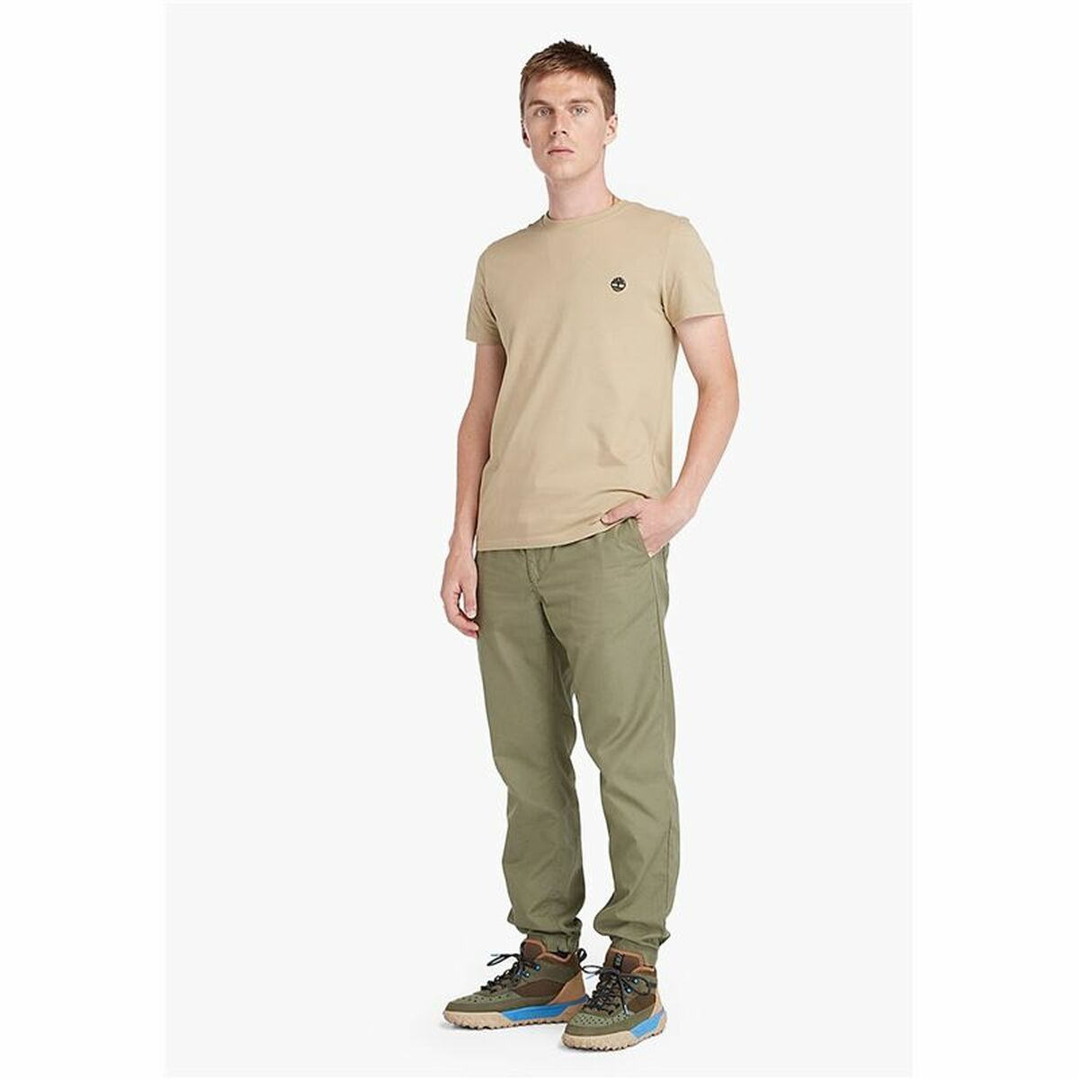 T-shirt med kortärm Herr Timberland Beige - 3
