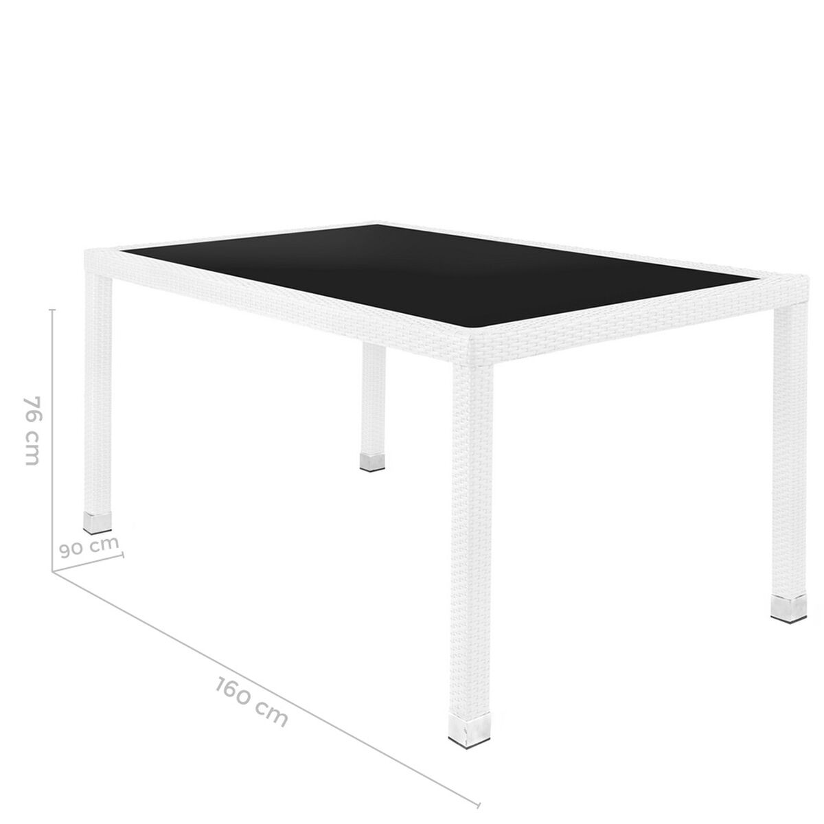 Matsalsbord Marlene Aluminium Glas Rattan Härdat glas 160 x 90 x 76 cm - 3