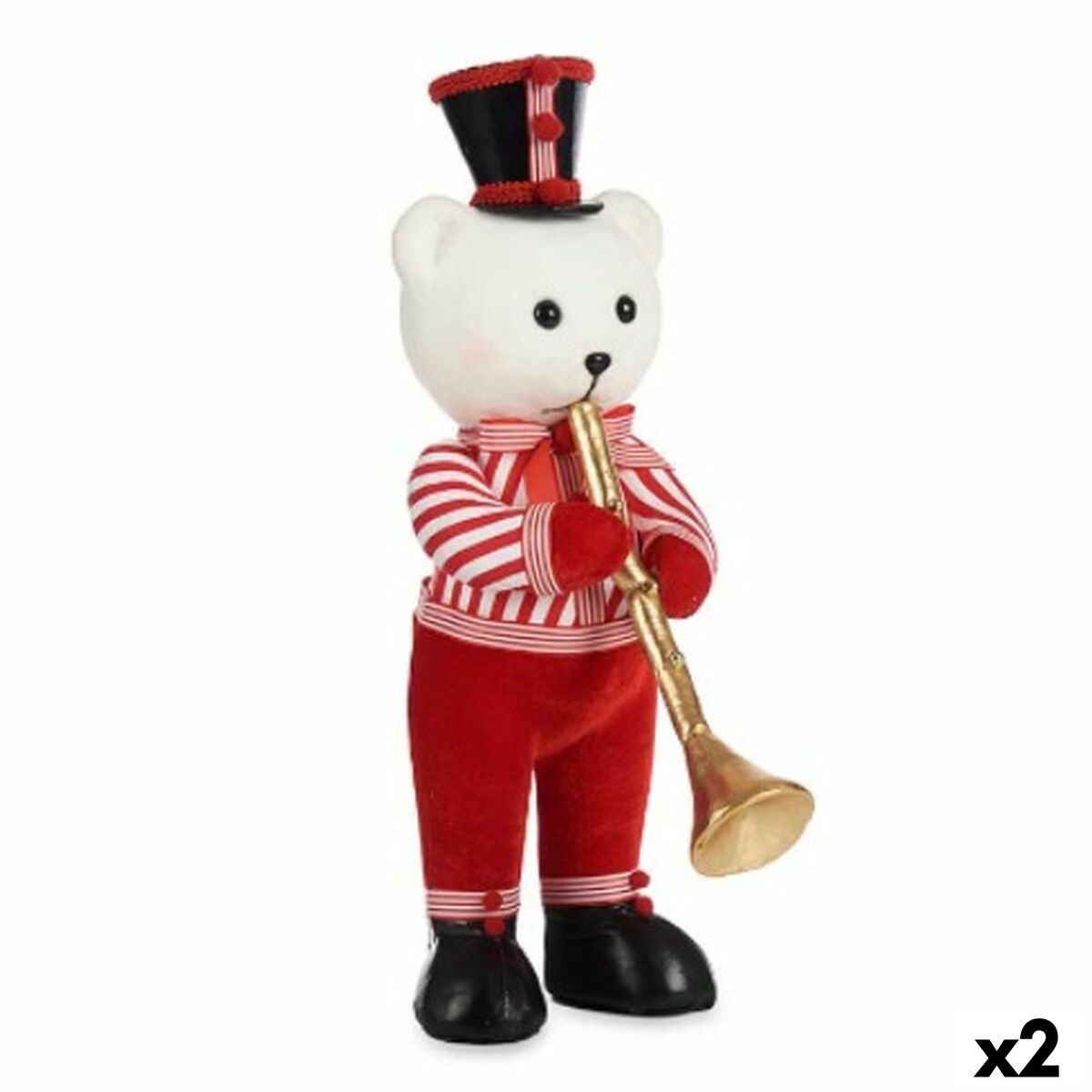 Julgranskula Krist+ Vit Svart Röd Björn Trumpet 15 x 46 x 25 cm (2 antal)