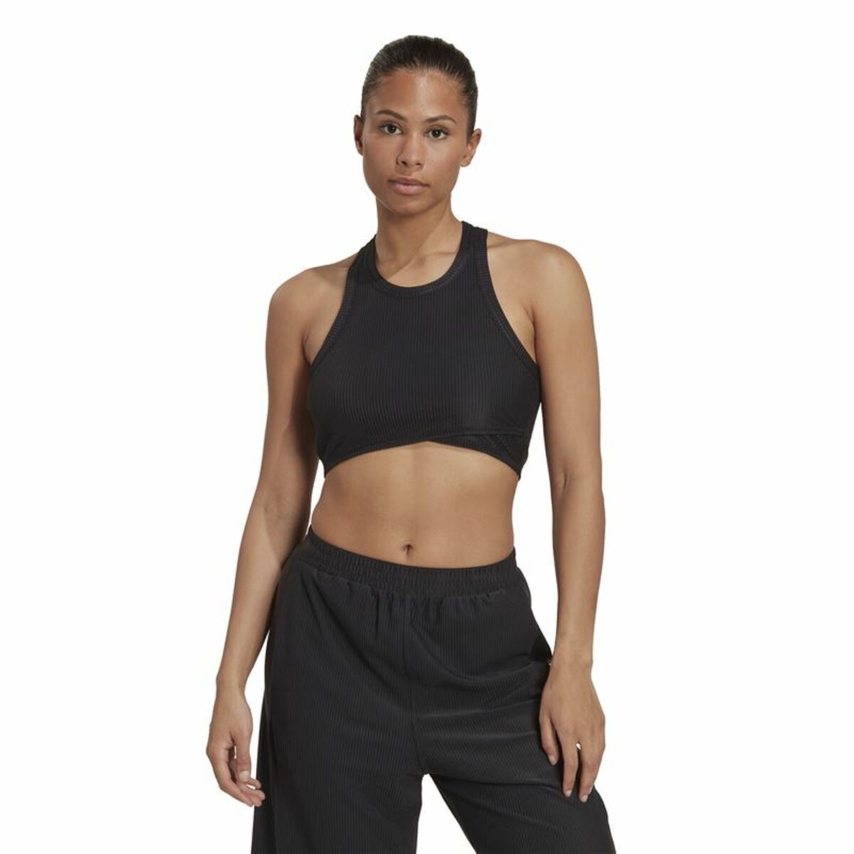 Sport-topp, Dam Adidas Studio Wrapeed Rib Svart - 6