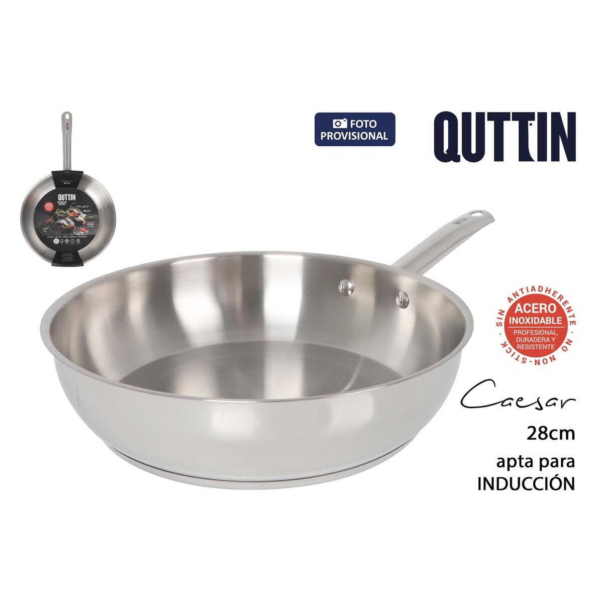 Stekpanna Quttin CAESAR Silvrig Stål Ø 28 cm (4 antal) - 2