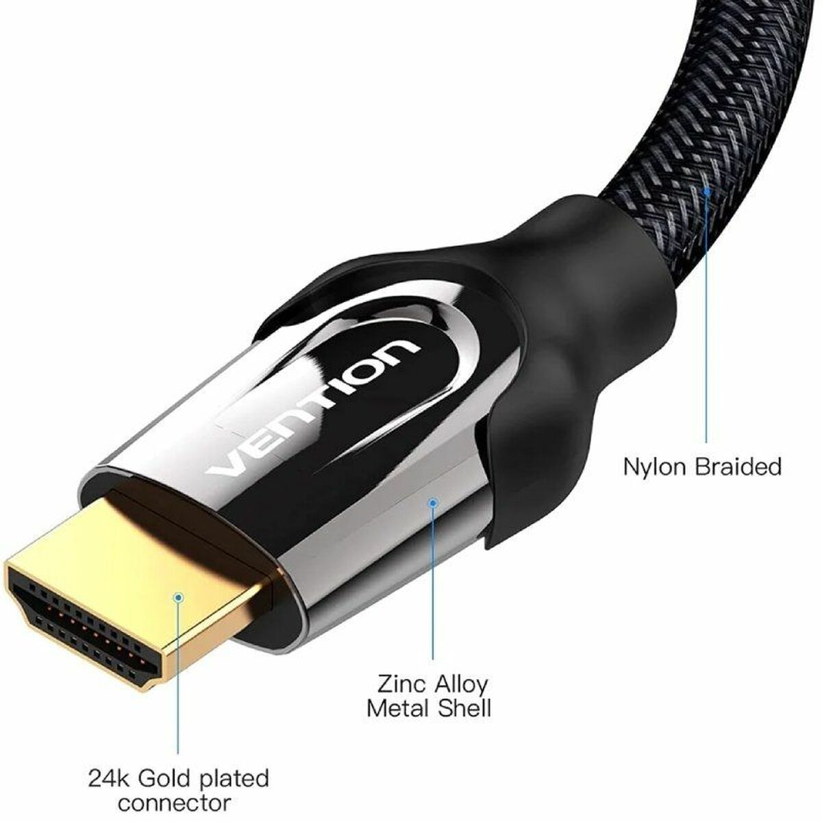 Kabel HDMI Vention VAA-B05-B075 75 cm Svart - 4
