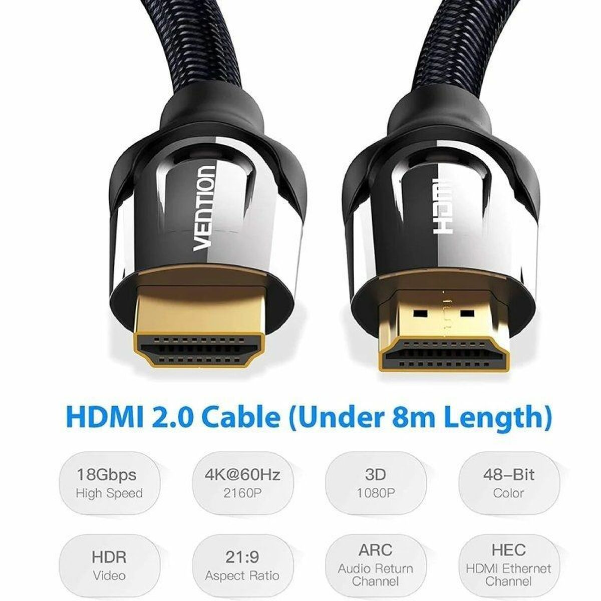 Kabel HDMI Vention VAA-B05-B075 75 cm Svart - 5