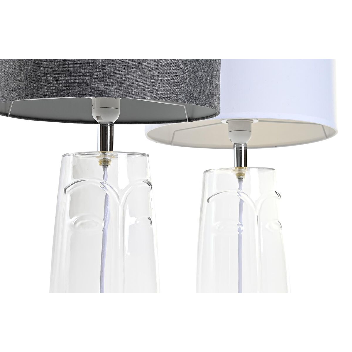 Bordslampa DKD Home Decor Glas Transparent Vit Ljusgrå 30 x 30 x 54 cm (2 antal) - 10