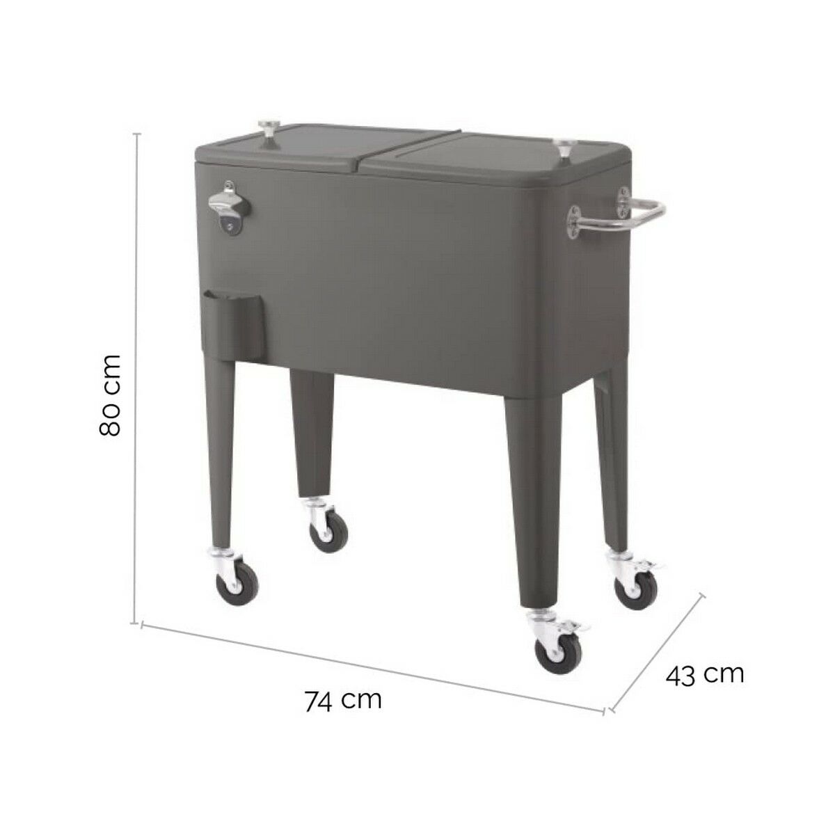 Bärbar kyl Fresh Grå Metall 74 x 43 x 80 cm - 3