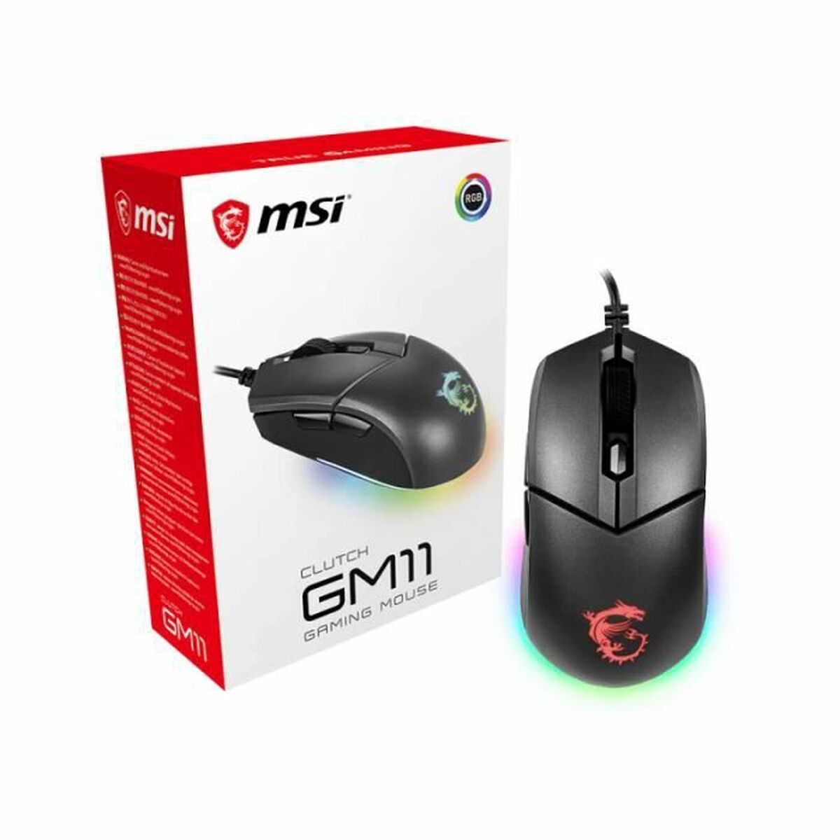 Gaming Mus MSI Clutch GM11 Med kabel Svart Ljus - 2