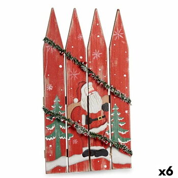 Hängdekoration Krist+ Vit Röd Grön Plast Trä MDF Tomte 34,7 x 4 x 60 cm Skylt LED Ljus (6 antal)