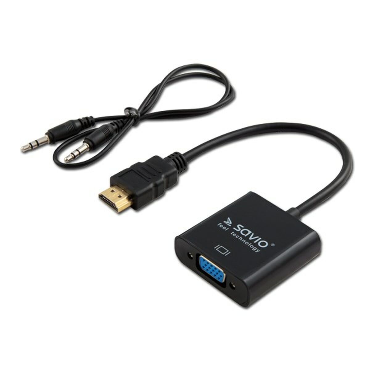 HDMI till VGA med Audio Adapter Savio CL-23/B Svart 50 cm - 2