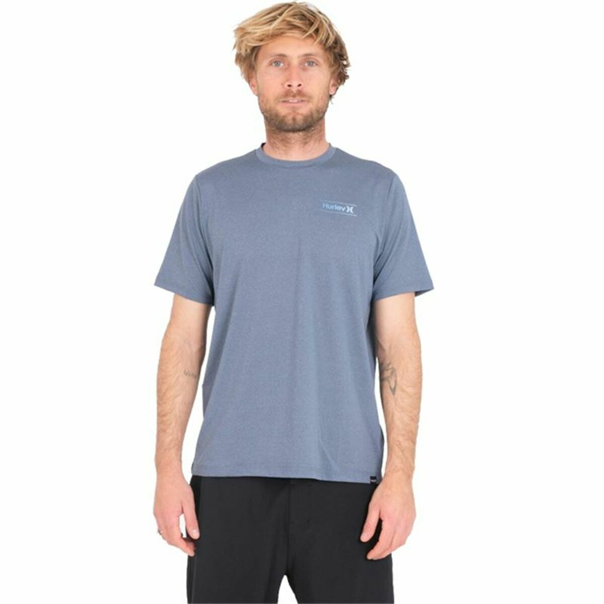 T-shirt med kortärm Herr Hurley One Only Slashed UPF Blå