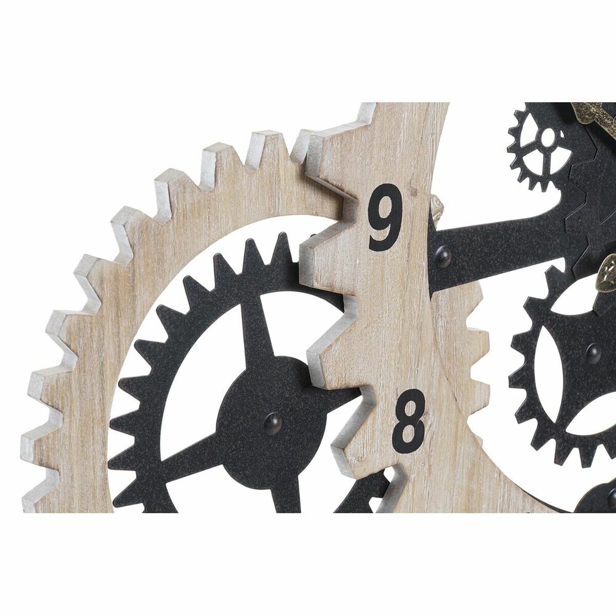 Väggklocka DKD Home Decor Svart Naturell Trä MDF Drev 70 x 4 x 45 cm - 2