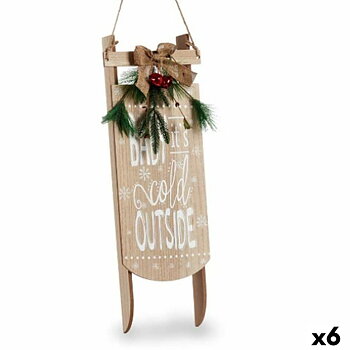 Hängdekoration Krist+ Vit Grön Beige Trä MDF Släde 20 x 5 x 69 cm Skylt (6 antal)