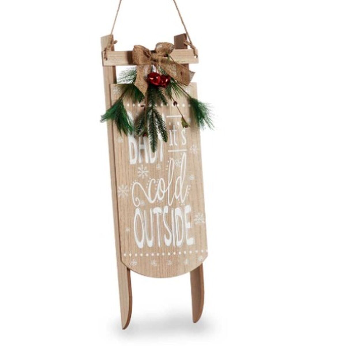 Hängdekoration Krist+ Vit Grön Beige Trä MDF Släde 20 x 5 x 69 cm Skylt (6 antal) - 3