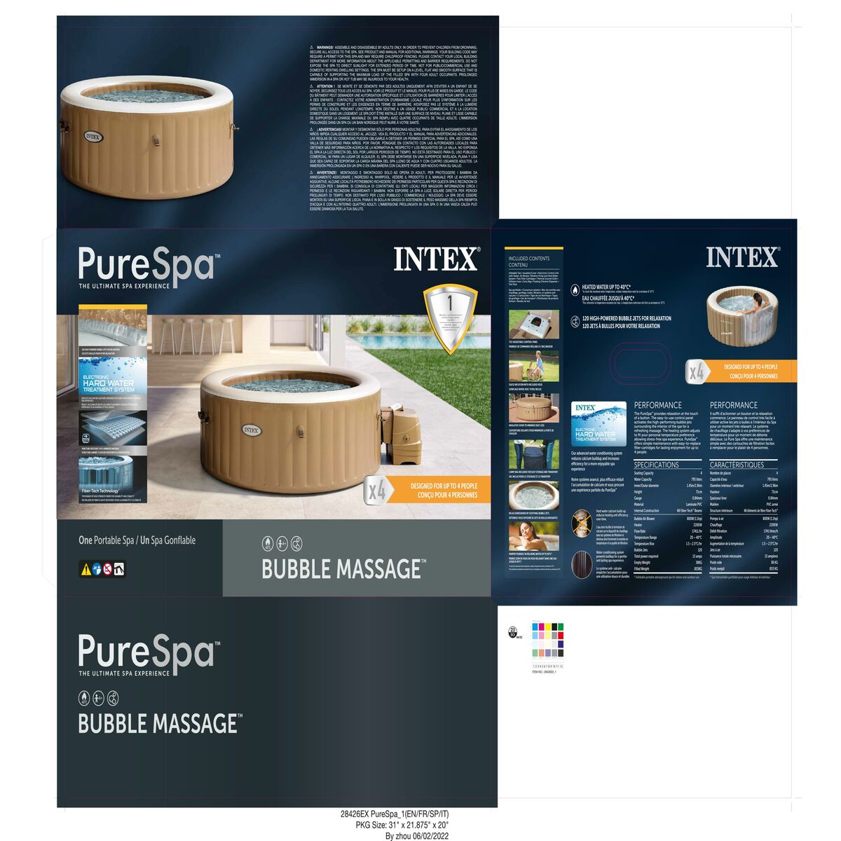Uppblåsbart spa Intex 196 x 71 x 196 cm Brun 795 L - 4