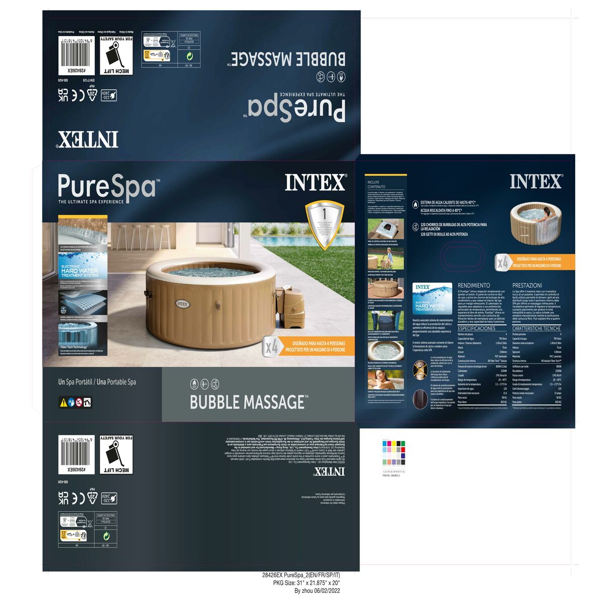 Uppblåsbart spa Intex 196 x 71 x 196 cm Brun 795 L - 5