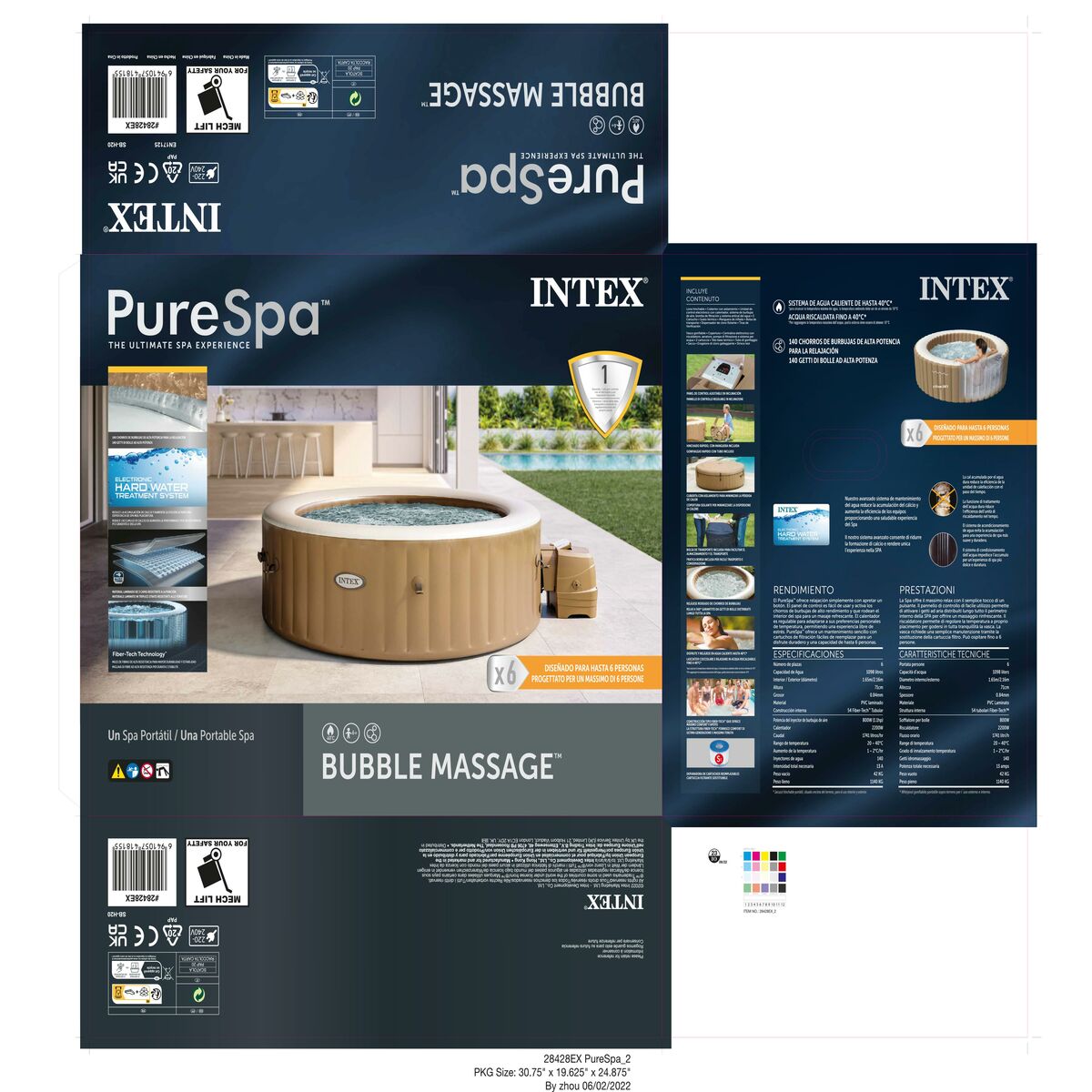 Uppblåsbart spa Intex 216 x 71 x 216 cm 1098 L - 7