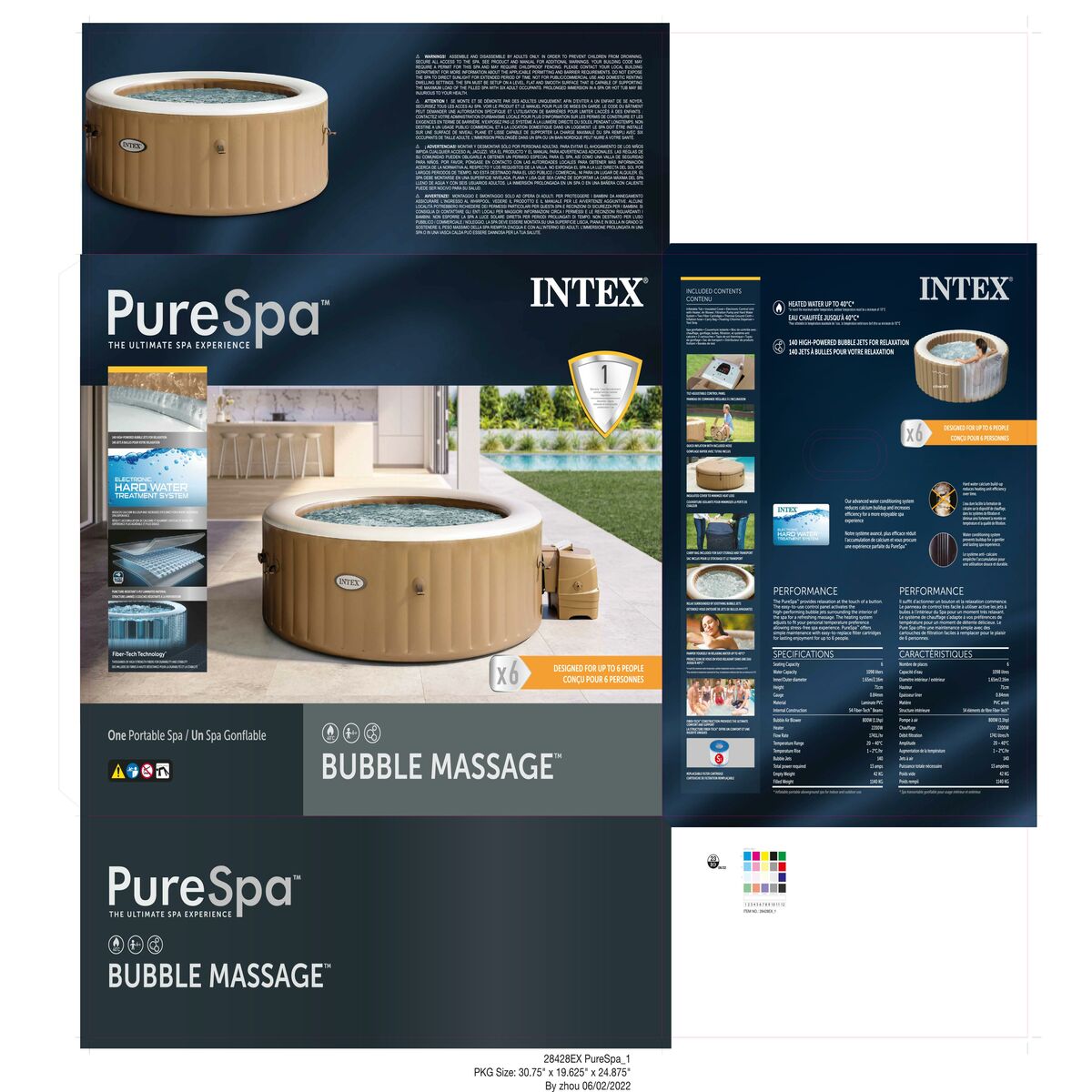 Uppblåsbart spa Intex 216 x 71 x 216 cm 1098 L - 6