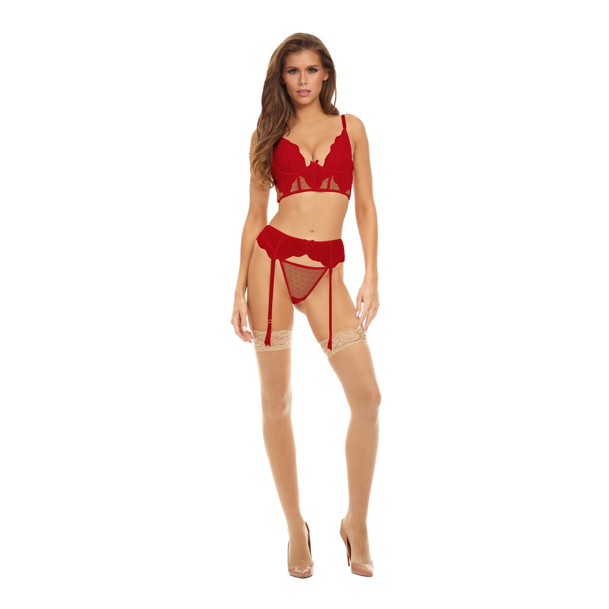 Set med underkläder Bombshell Boudoir Röd (L) - 4
