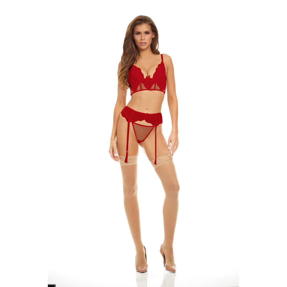Set med underkläder Bombshell Boudoir Röd (L) - 3