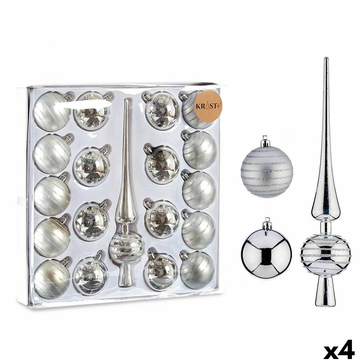 Juldekorationer Krist+ Silvrig PVC 33 x 6,5 x 32,5 cm (4 antal)