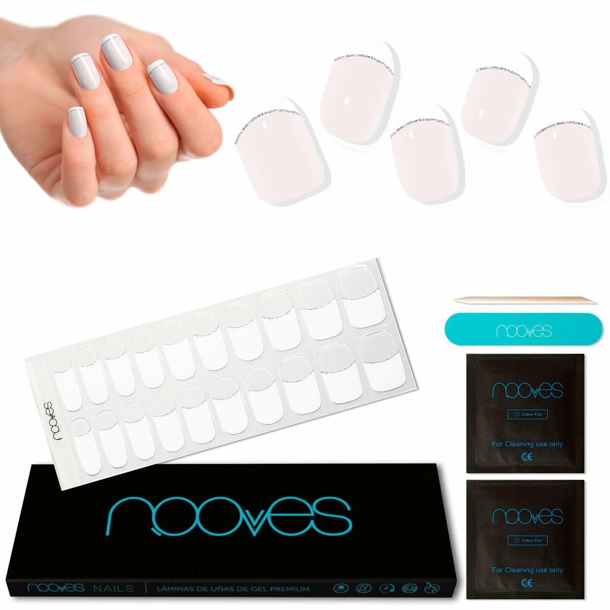Nagellack Nooves LÁMINAS DE UÑAS DE GEL Vit 20 Delar - 2