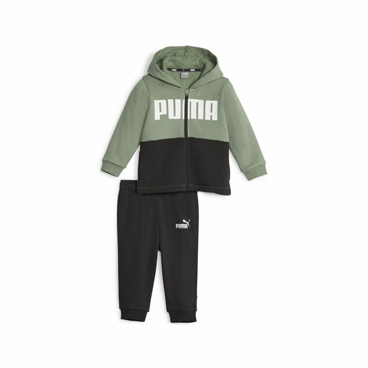 Träningsoverall, Baby Puma Minicats Colorblockk Svart Grön