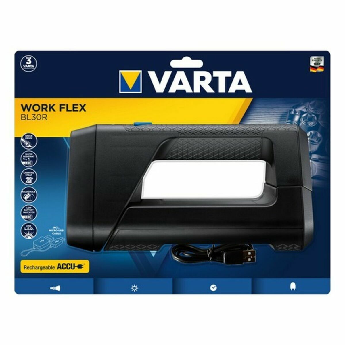 Ficklampa Varta Work Flex 600 lm Svart - 2
