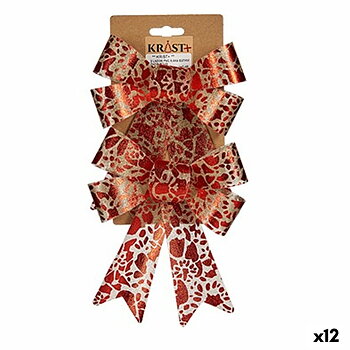 Roterande Krist+ Röd Gyllene Tryck 15 x 4 x 16 cm 15 x 28 x 4 cm Julgranskula (12 antal)