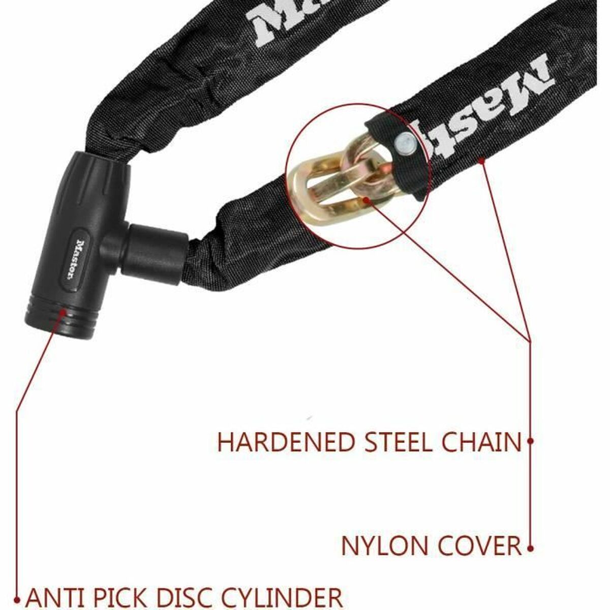 Hänglås med nyckel Master Lock Svart 90 cm - 3