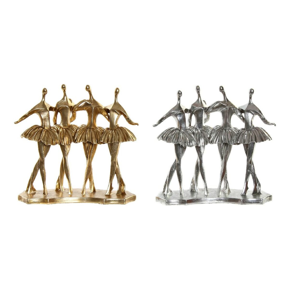 Prydnadsfigur DKD Home Decor Gyllene Silvrig Balettdansare 33,5 x 14,5 x 32 cm (2 antal) - 7