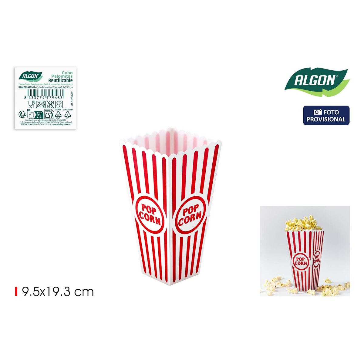 Serveringsskål till popcorn Algon 9,5 x 19,3 cm (24 antal) - 2
