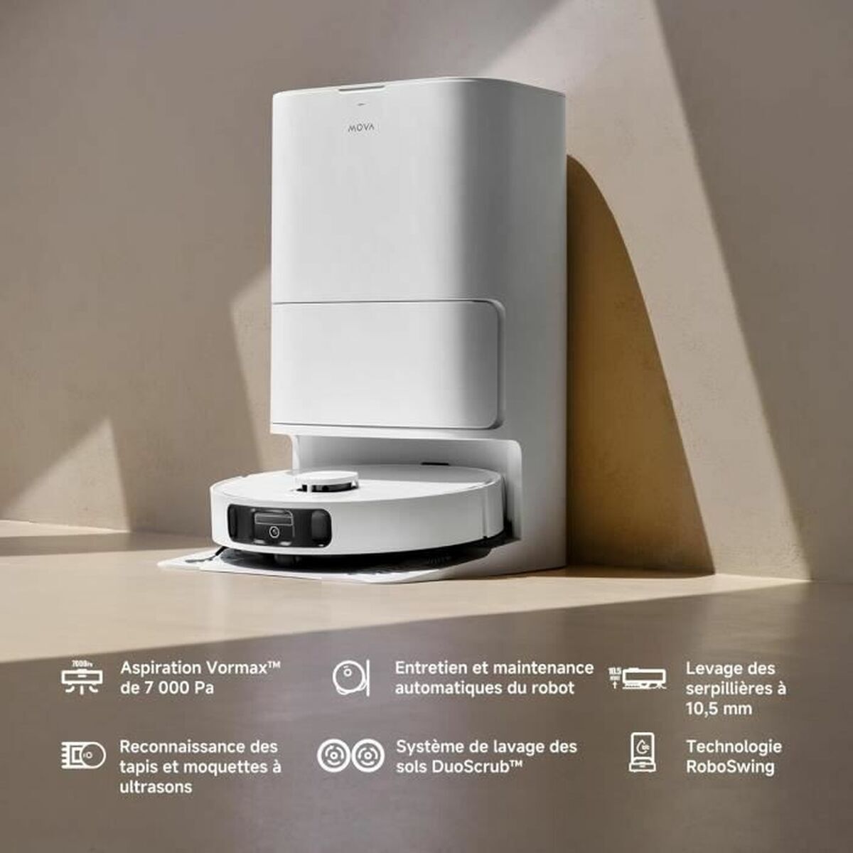 MOVA Robotdammsugare och mopp E30ULTRA 7000 Pa, 4 l behållare, 3 h auton, vit - 2