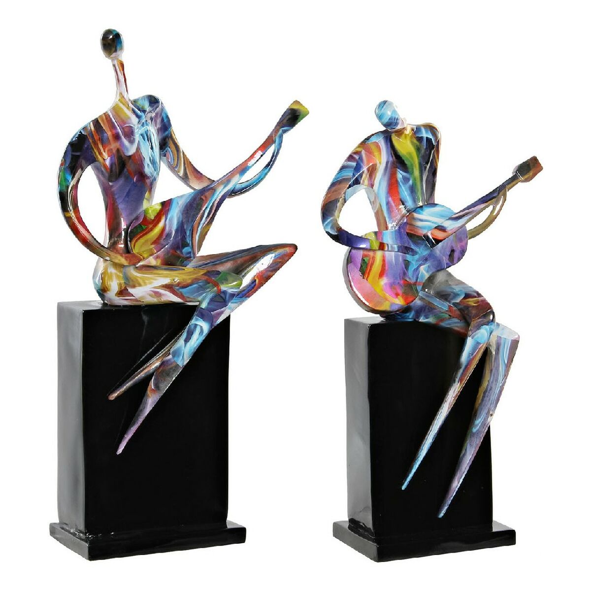 Prydnadsfigur DKD Home Decor RF-181549 31 x 18 x 51,5 cm Svart Harts Multicolour Musiker - 9