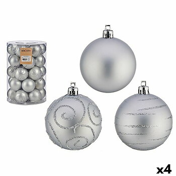 Uppsättning av julkulor Krist+ Silvrig PVC Ø 6 cm (4 antal)