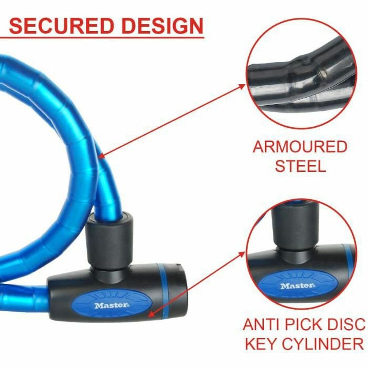 Hänglås med nyckel Master Lock 100 cm - 2