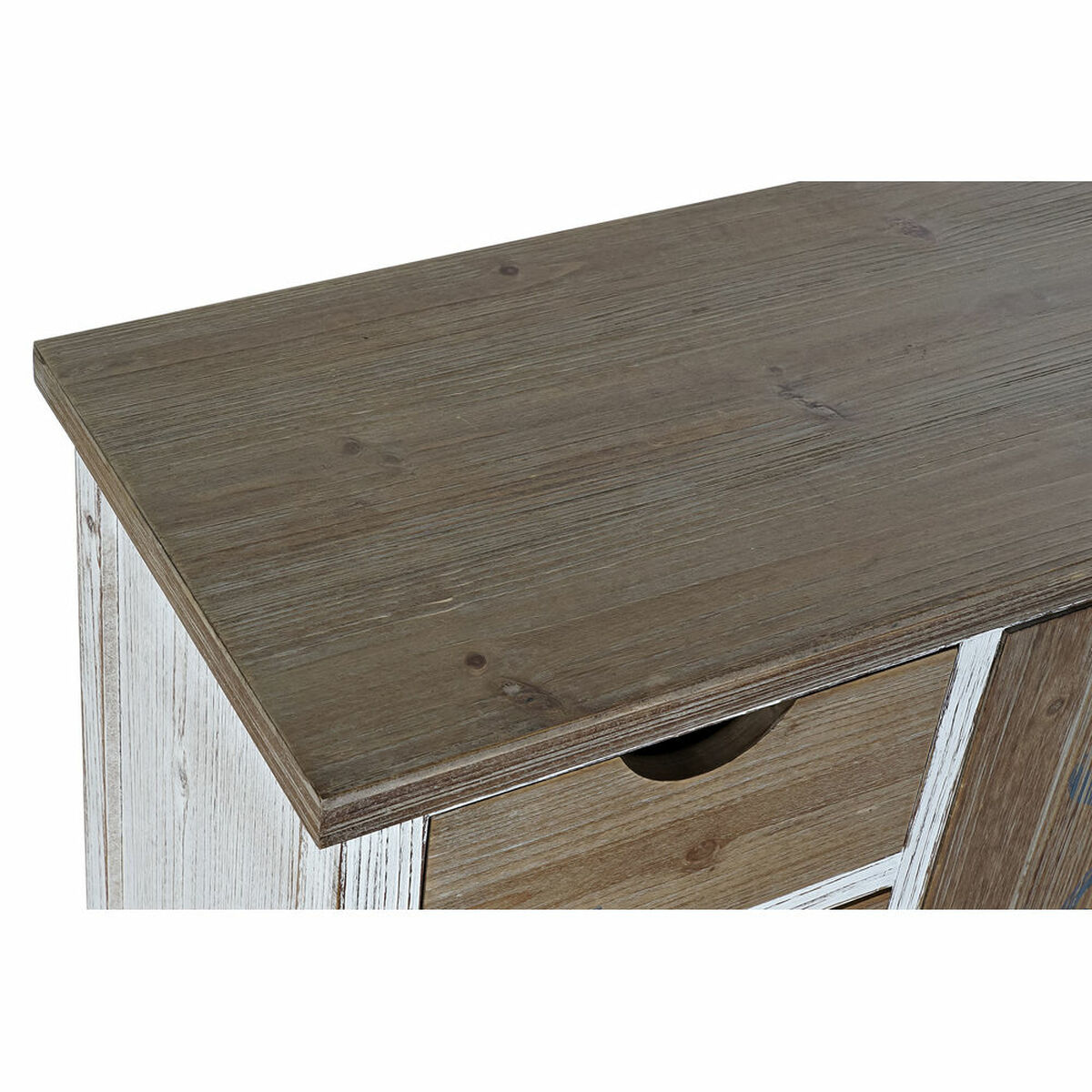 Byrå DKD Home Decor 70 x 35 x 76,5 cm Gran Naturell Blå Vit Roder - 5