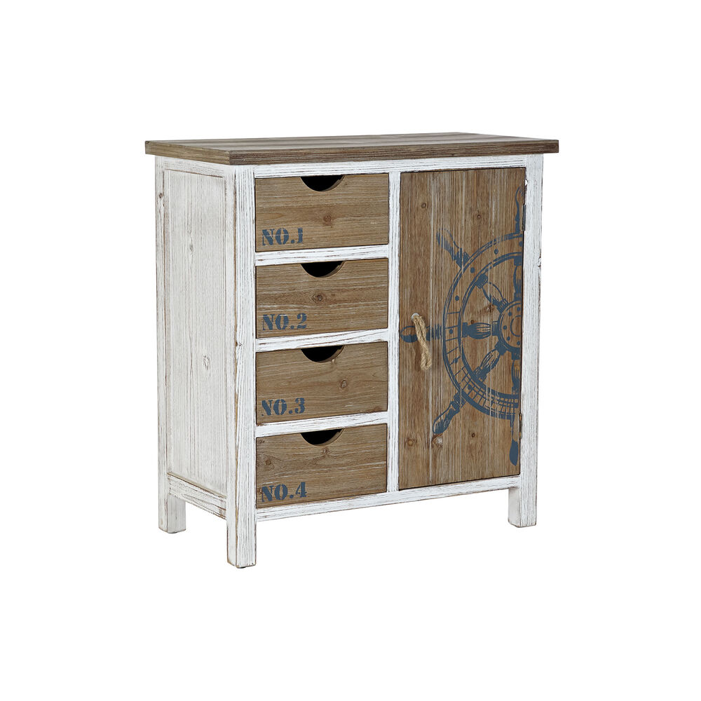 Byrå DKD Home Decor 70 x 35 x 76,5 cm Gran Naturell Blå Vit Roder - 2