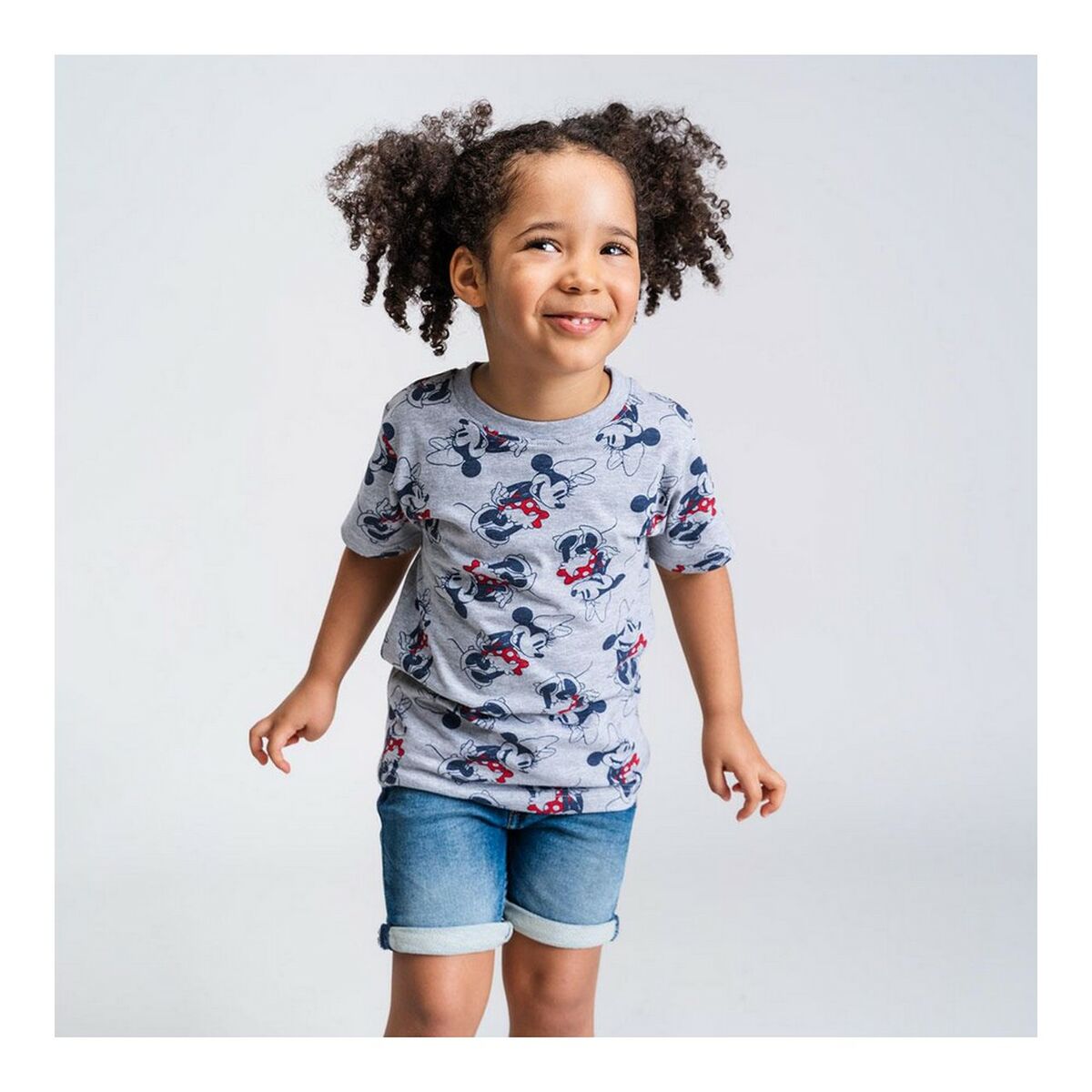 Barn T-shirt med kortärm Minnie Mouse Grå - 4