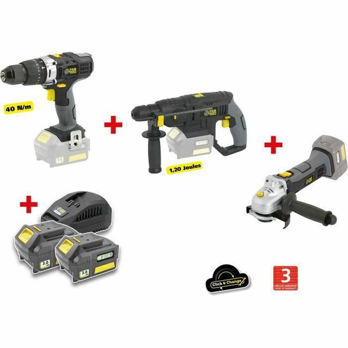 Borr- och tillbehörssats Fartools 18 V 40 Nm