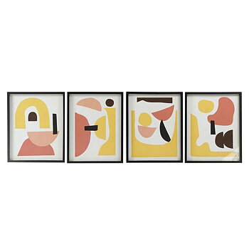 Tavla DKD Home Decor Glas Trä MDF 40 x 2,5 x 50 cm (4 Delar)