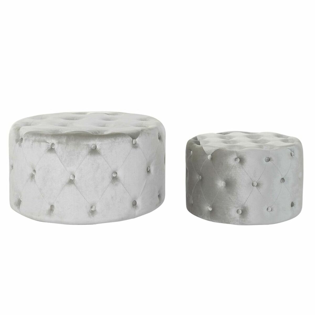Fotpall DKD Home Decor Grå Sammet Trä MDF (80 x 80 x 43 cm) (58 x 58 x 37 cm) (2 pcs) - 5
