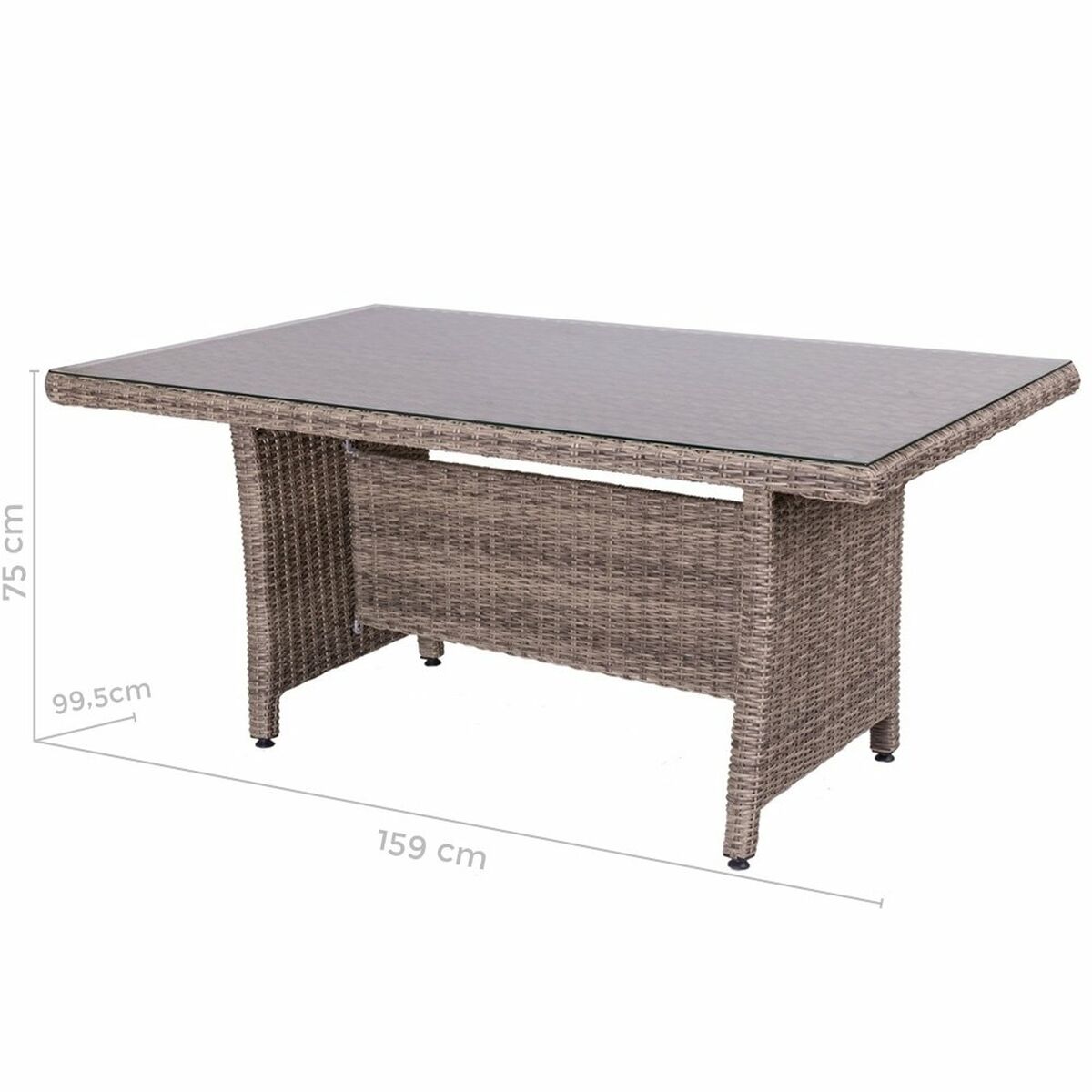 Matsalsbord Patsy 160 x 100 x 75 cm Glas Rattan - 2