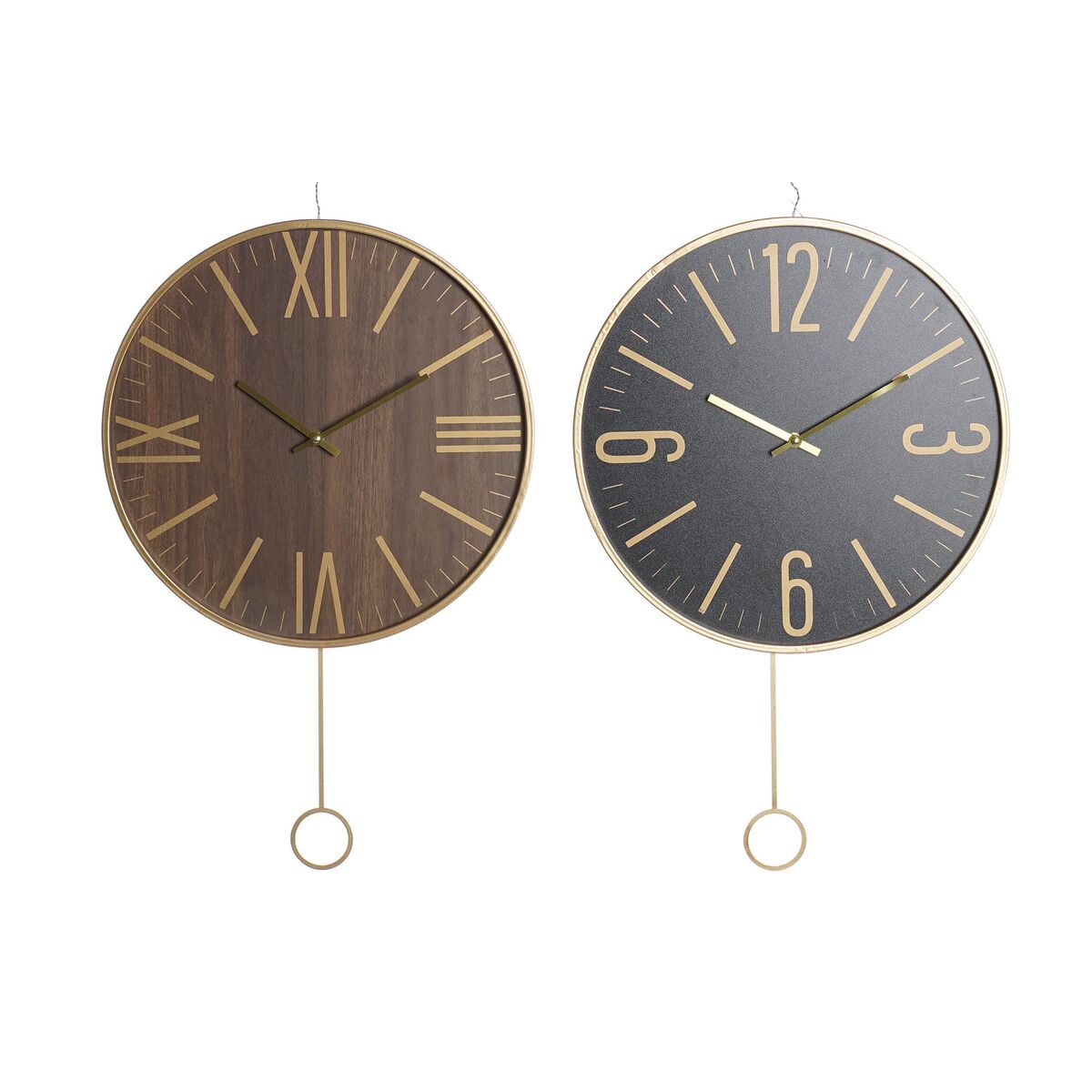 Väggklocka DKD Home Decor 40 x 4 x 40 cm Svart Brun Järn Pendyl Trä MDF (2 antal) - 5