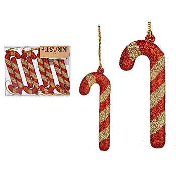 Juldekorationer Krist+ Röd Gyllene Plast Käpp 6,5 x 1 cm 9 x 1 x 11 cm 8 Delar (24 antal)