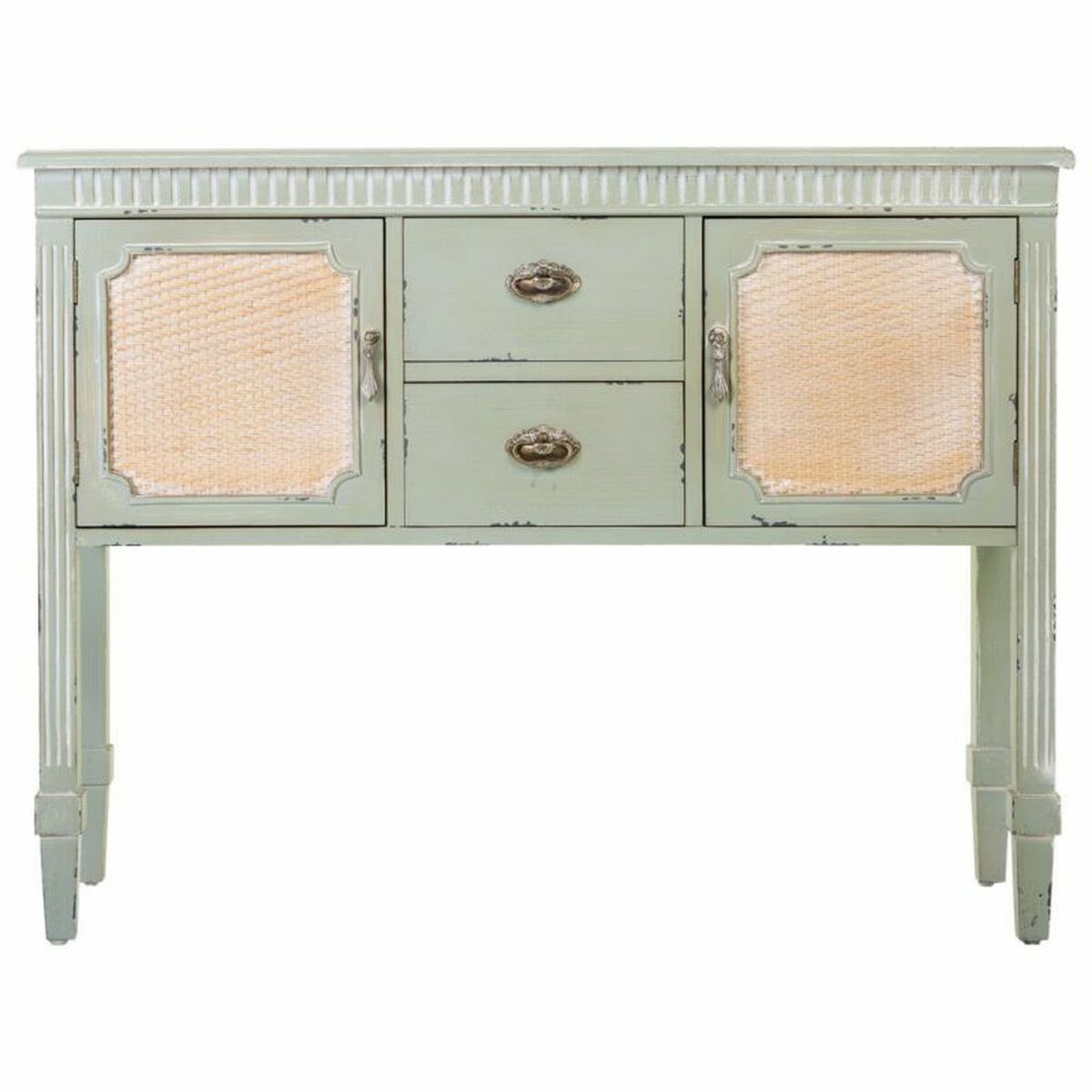 Skänk Alexandra House Living Grön Rattan Granträ 82 x 36 x 108 cm - 3
