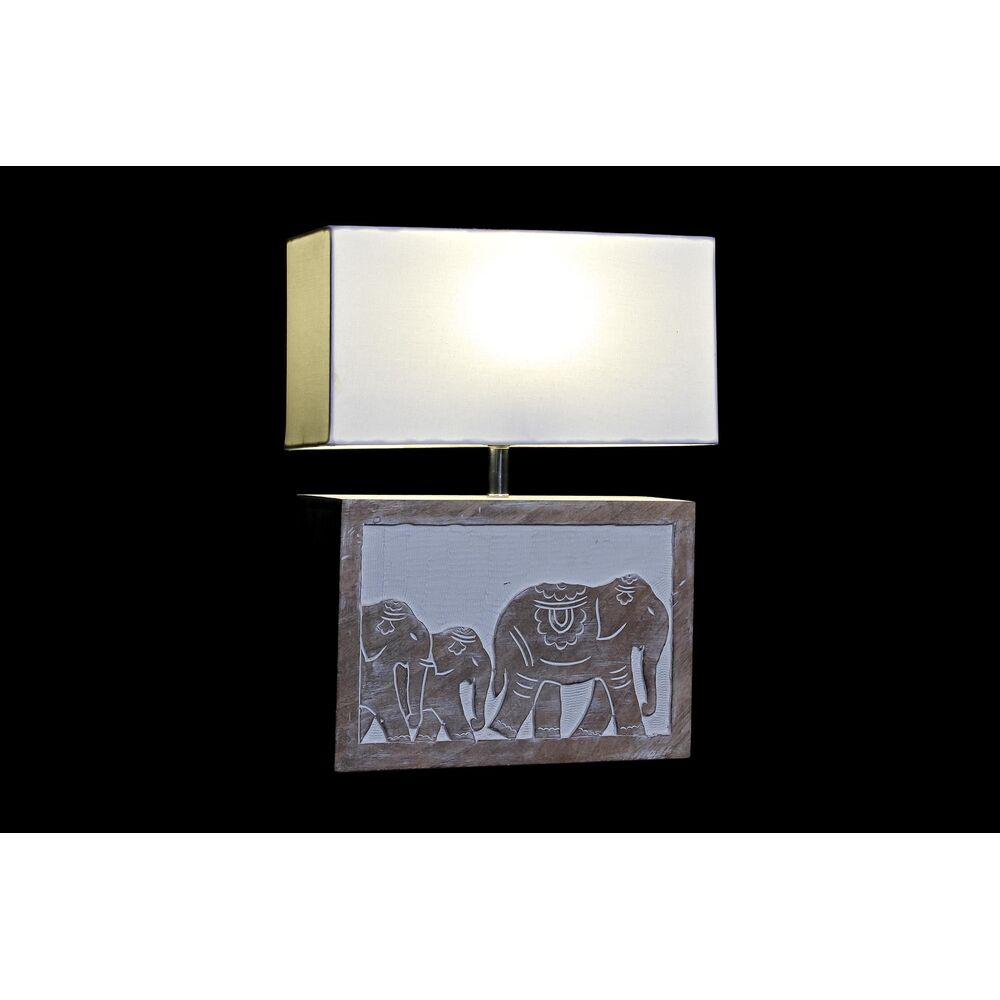 Bordslampa DKD Home Decor Vit Brun Mangoträ 50 W 220 V 33 x 12 x 41 cm - 2