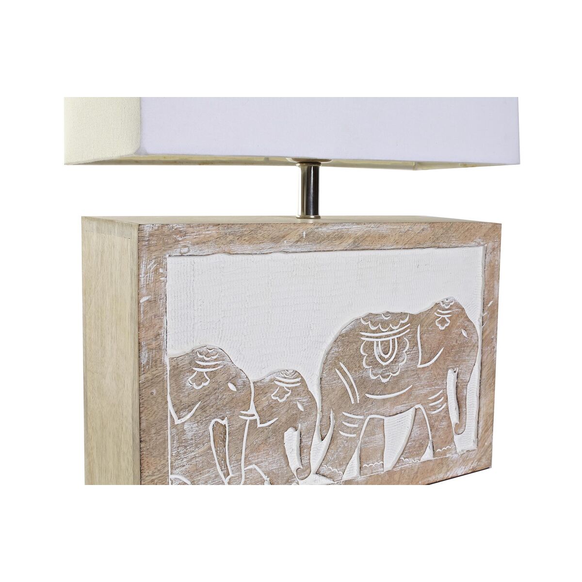 Bordslampa DKD Home Decor Vit Brun Mangoträ 50 W 220 V 33 x 12 x 41 cm - 8