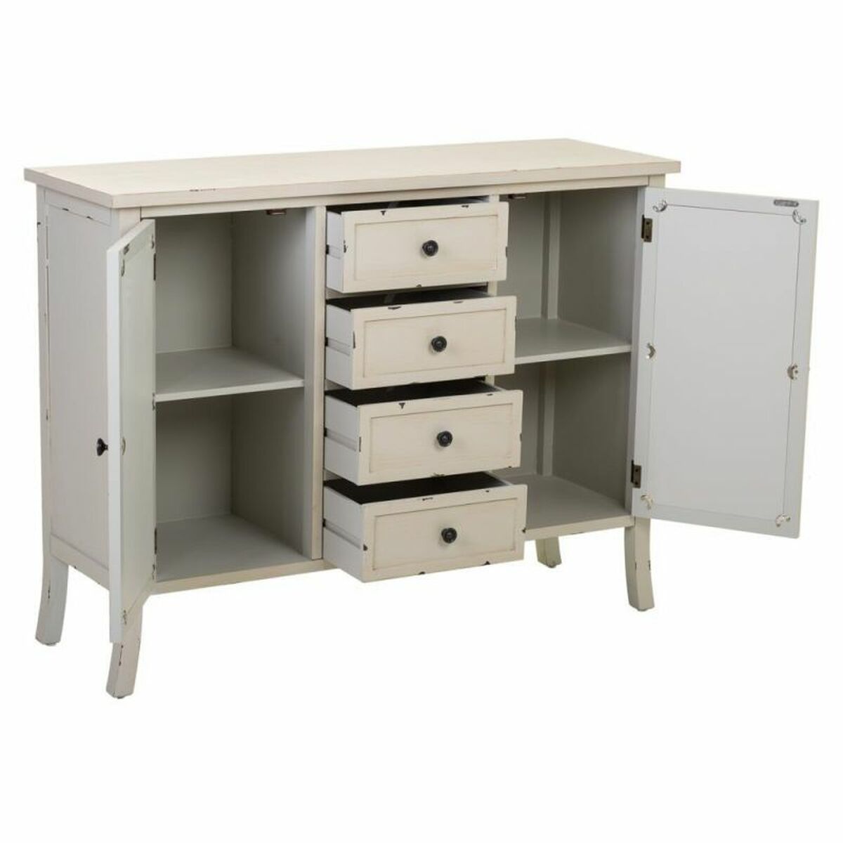 Skänk Alexandra House Living Grå Glas Granträ 37 x 84 x 110 cm - 5